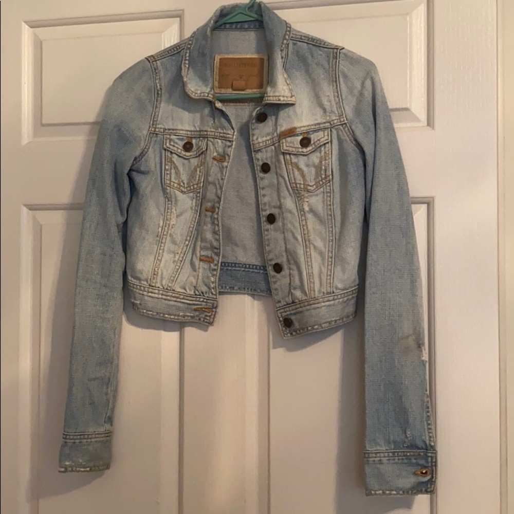 Hollister crop denim jean jacket
